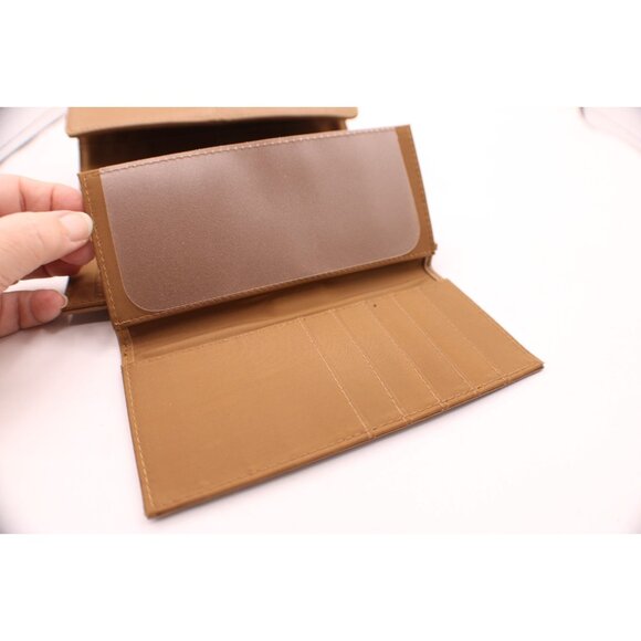 Crazy Horse Liz Claiborne Tan Camel Brown Leather Tri-Fold Wallet Organizer NWT - Picture 6 of 11